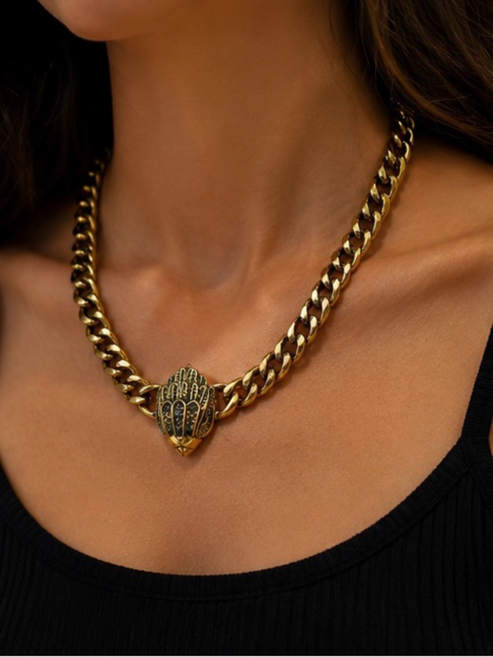 Gold-Tone Chunky Chain Necklace and Bracelet Set
